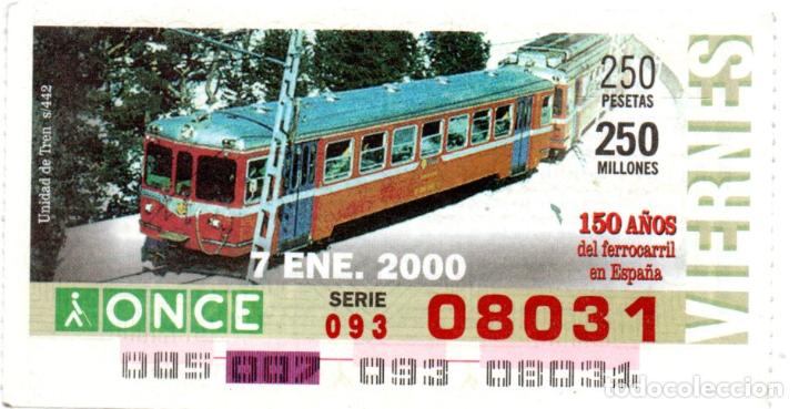 Cupones ONCE: CUPONES DE LA ONCE - A&Ntilde;O 2000 - 7 DE ENERO - UNIDAD DE TREN S/442 -