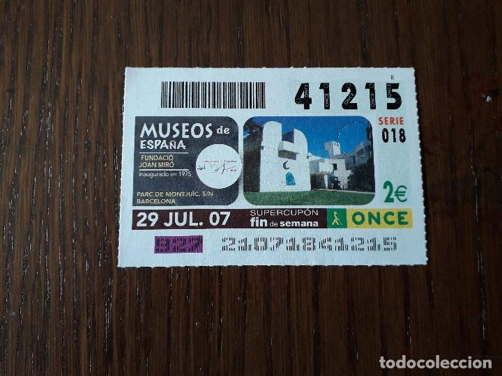 Cupones ONCE: cup&oacute;n once 29-07-07 fundaci&oacute; joan Mir&oacute;. - Foto 1