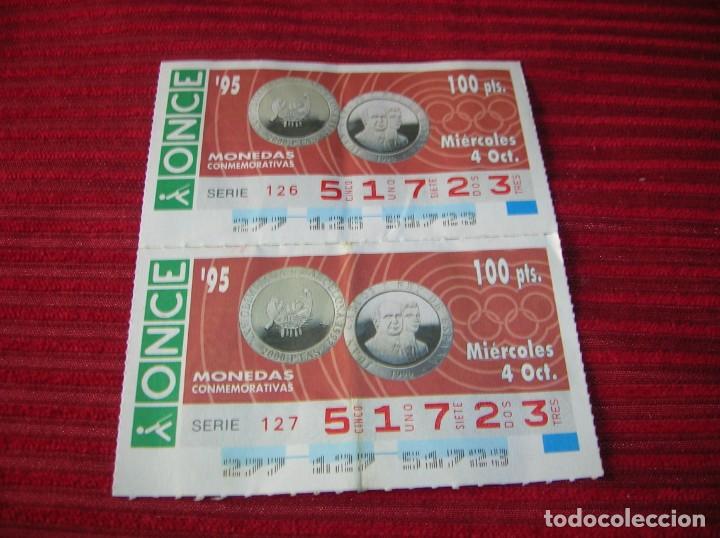 Cupones ONCE: Dos cupones iguales de 100 pesetas cada cup&oacute;n - Foto 1