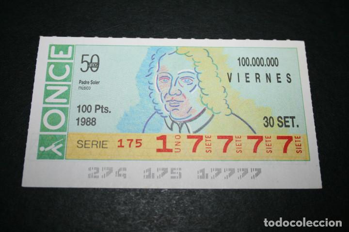 ONCE Coupons: CUP&Oacute;N ONCE - 30 SEPTIEMBRE 1988 - PEDRO SOLER M&Uacute;SICO