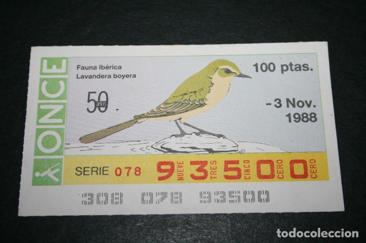 Billets ONCE: CUP&Oacute;N ONCE - 3 NOVIEMBRE 1988 - FAUNA IB&Eacute;RICA LAVANDERA BOYERA