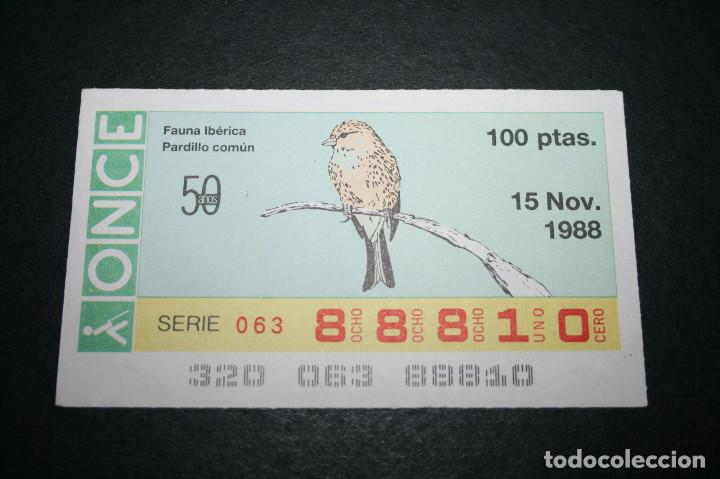 ONCE Coupons: CUP&Oacute;N ONCE - 15 NOVIEMBRE 1988 - FAUNA IB&Eacute;RICA PARDILLO COM&Uacute;N