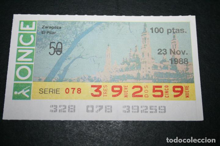 ONCE Coupons: CUP&Oacute;N ONCE - 23 NOVIEMBRE 1988 - ZARAGOZA EL PILAR