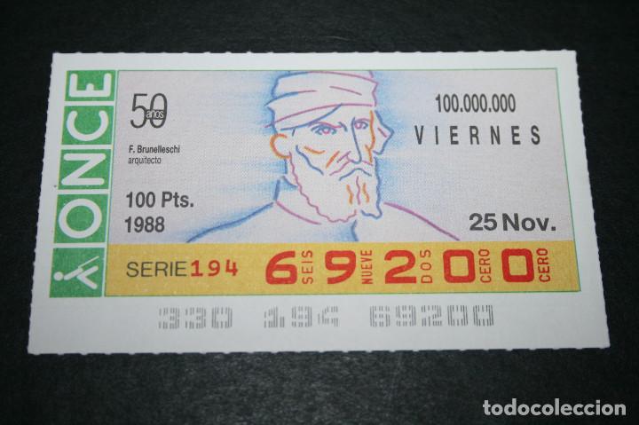 ONCE Coupons: CUP&Oacute;N ONCE - 25 NOVIEMBRE 1988 - F. BRUNELLESCHI ARQUITECTO