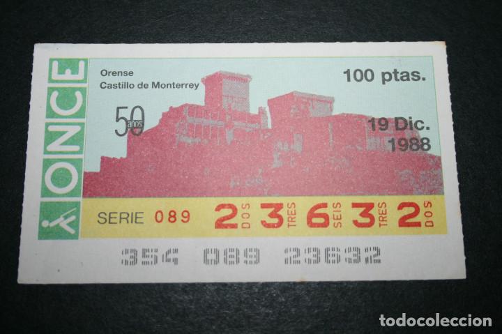 Billets ONCE: CUP&Oacute;N ONCE - 19 DICIEMBRE 1988 - ORENSE CASTILLO DE MONTERREY