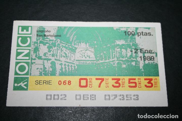 Cupones ONCE: CUP&Oacute;N ONCE - 2 ENERO 1989 - LOGRO&Ntilde;O SAN BARTOLOM&Eacute; - Foto 1