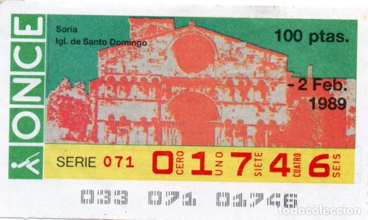 Cupones ONCE: CUP&Oacute;N DE LA ONCE - A&Ntilde;O 1989 - 2 DE FEBRERO - IGLESIA DE STO DOMINGO (SORIA) -