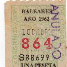 Cupones ONCE: CUPON ONCE, CUPON DE BALEARES1962
