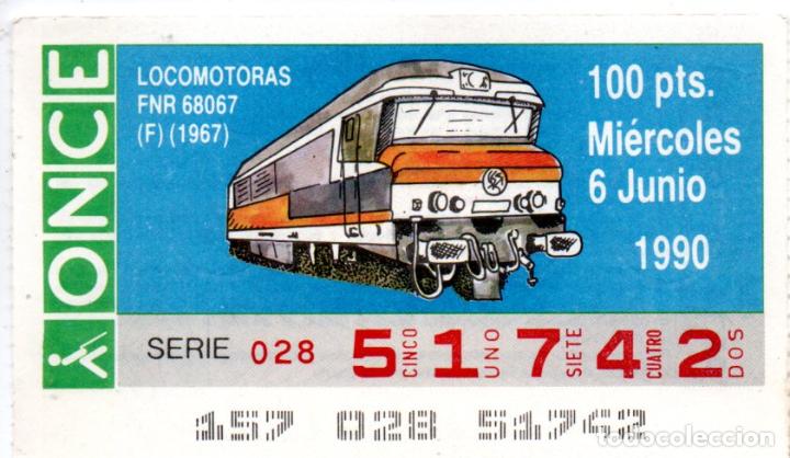 Cupones ONCE: CUP&Oacute;N DE LA ONCE - A&Ntilde;O 1990 - 6 DE JUNIO - LOCOMOTORAS: FNR 68067 (F) (1967) -