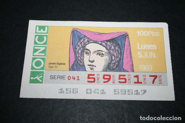 Cupones ONCE: CUP&Oacute;N ONCE - 5-JUNIO-1989 - JOVEN INGLESA S. XV - Foto 1