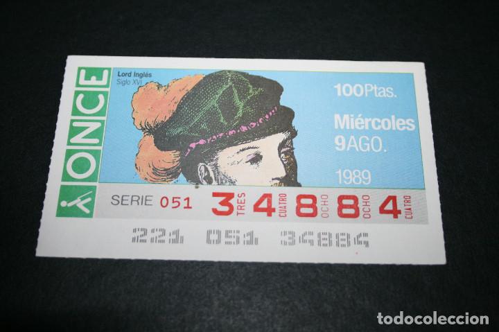 Coupon ONCE: CUP&Oacute;N ONCE - 9-AGOSTO-1989 - LORD INGL&Eacute;S S. XVI