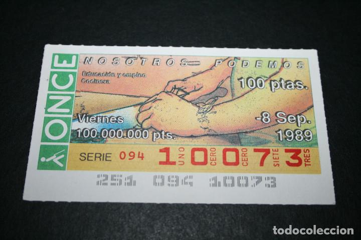 ONCE Coupons: CUP&Oacute;N ONCE - 8-SEPTIEMBRE-1989 - NOSOTROS PODEMOS, EDUCACI&Oacute;N Y EMPLEO COCINERA