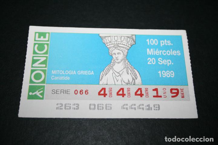 Cupones ONCE: CUP&Oacute;N ONCE - 20-SEPTIEMBRE-1989 - MITOLOGIA GRIEGA CARI&Aacute;TIDE