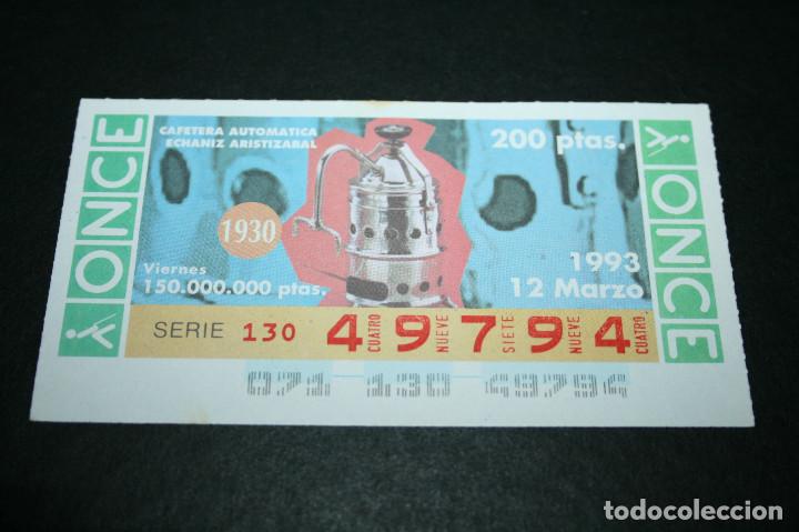 Cupones ONCE: CUP&Oacute;N ONCE - 12-MARZO-1993 - CAFETERA AUTOM&Aacute;TICA ECHANIZ ARISTIZABAL - Foto 1