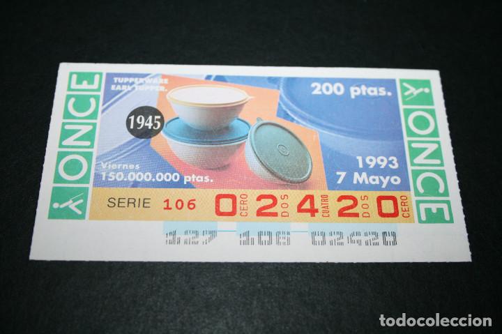 Cupones ONCE: CUP&Oacute;N ONCE - 7-MAYO-1993 - TUPPERWARE EARL TUPPER - Foto 1