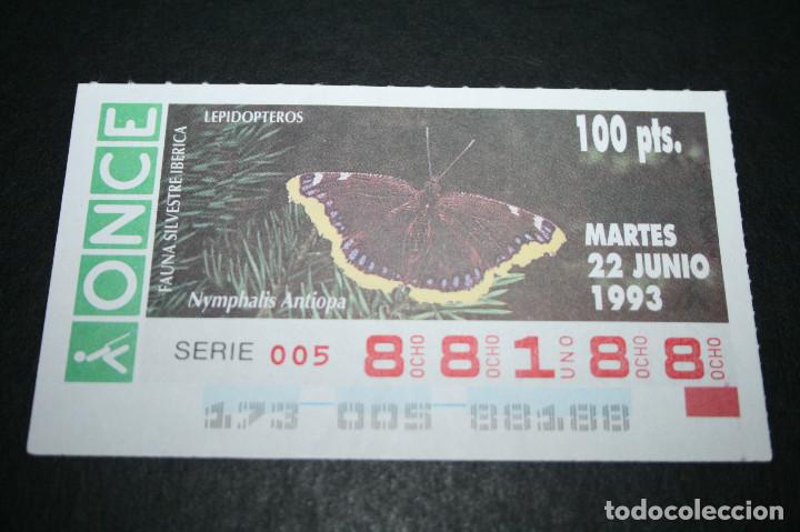 Bilhetes ONCE: CUP&Oacute;N ONCE - 22-JUNIO-1993 - FAUNA SILVESTRE IB&Eacute;RICA LEPIDOPTEROS NYMPHALIS ANT&Iacute;OPA