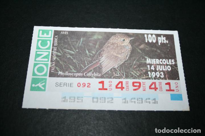 Bilhetes ONCE: CUP&Oacute;N ONCE - 14-JULIO-1993 - FAUNA SILVESTRE IB&Eacute;RICA AVES PHYLLOSCOPUS COLLYBITA