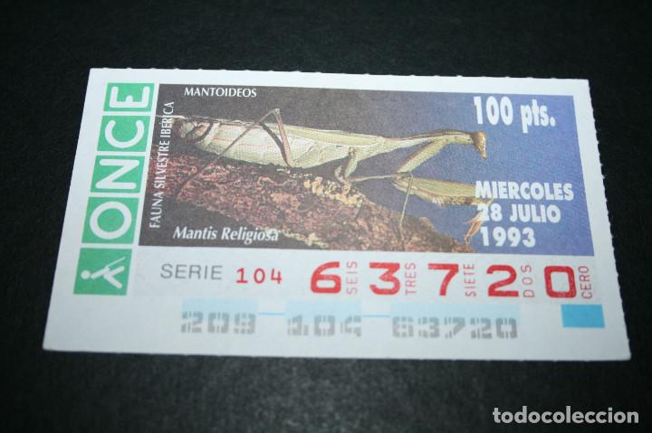 Bilhetes ONCE: CUP&Oacute;N ONCE - 28-JULIO-1993 - FAUNA SILVESTRE IB&Eacute;RICA MANTOIDEOS MANTIS RELIGIOSA