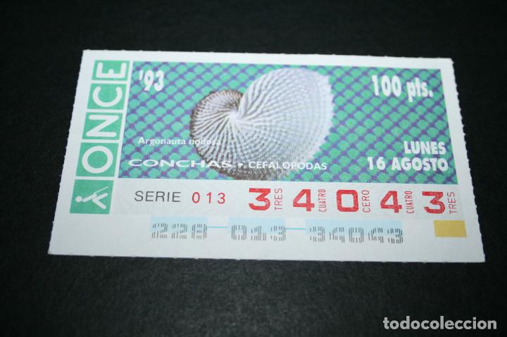 Bilhetes ONCE: CUP&Oacute;N ONCE - 16-AGOSTO-1993 - CONCHAS CEFALOPODAS ARGONAUTA NODOSA