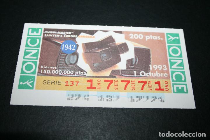 Cupones ONCE: CUP&Oacute;N ONCE - 1-OCTUBRE-1993 - VIEW MASTER SAWYER'S EUROPE BRUSSELS