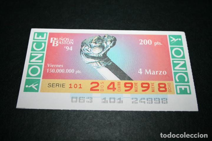 Cupones ONCE: CUP&Oacute;N ONCE - 4-MARZO-1994 - PU&Ntilde;OS DE BAST&Oacute;N - Foto 1