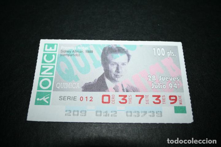 ONCE Coupons: CUP&Oacute;N ONCE - 28-JULIO-1994 - PREMIOS NOBEL, SIDNEY ALTMAN, 1989
