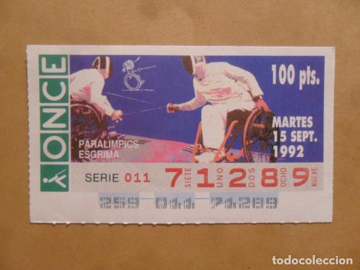 Cupones ONCE: CUPON O.N.C.E. - N&ordm; 71289 - MARTES 15 SEPTIEMBRE 1992 - PARALIMPICS ESGRIMA