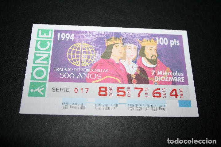 Coupon ONCE: CUP&Oacute;N ONCE - 7-DICIEMBRE-1994 - TRATADO DE TORDESILLAS 500 A&Ntilde;OS