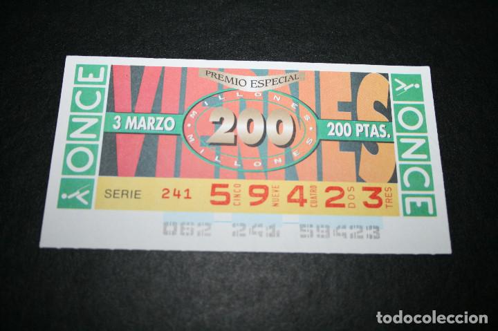 ONCE Coupons: CUP&Oacute;N ONCE - 3-MARZO-1995 - PREMIO ESPECIAL 200 MILLONES