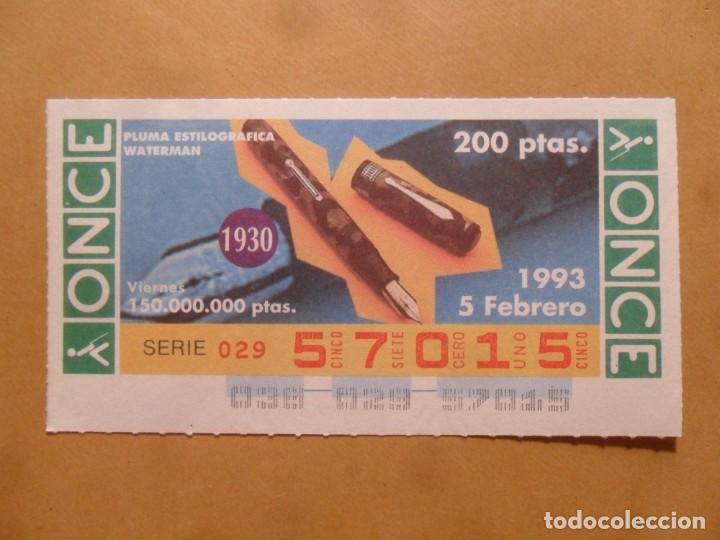 Cupones ONCE: CUPON O.N.C.E. - N&ordm; 57015 - VIERNES 5 FEBRERO 1993 - PLUMA ESTOLOGRAFICA-WATERMAN