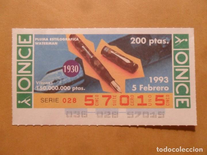 Cupones ONCE: CUPON O.N.C.E. - N&ordm; 57015 - VIERNES 5 FEBRERO 1993 - PLUMA ESTOLOGRAFICA-WATERMAN