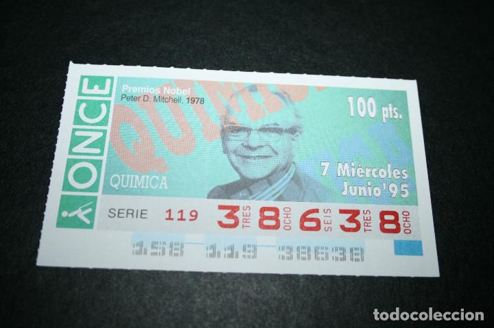 Cupones ONCE: CUP&Oacute;N ONCE - 7-JUNIO-1995 - PREMIOS NOBEL, PETER D. MITCHELL 1978 - Foto 1