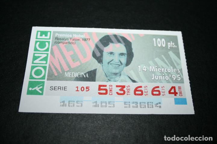 Coupon ONCE: CUP&Oacute;N ONCE - 14-JUNIO-1995 - PREMIOS NOBEL, ROSALYN YALOW 1977