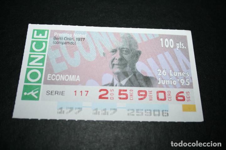 Coupon ONCE: CUP&Oacute;N ONCE - 26-JUNIO-1995 - PREMIOS NOBEL, BERTIL OHLIN 1977