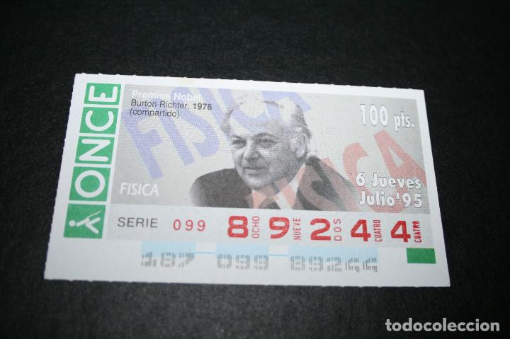 Coupon ONCE: CUP&Oacute;N ONCE - 6-JULIO-1995 - PREMIOS NOBEL, BURTON RICHTER, 1976