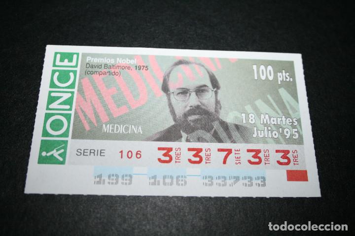 Coupon ONCE: CUP&Oacute;N ONCE - 18-JULIO-1995 - PREMIOS NOBEL, DAVID BALTIMORE, 1975