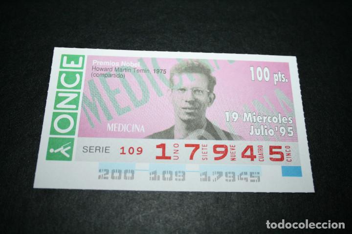 Coupon ONCE: CUP&Oacute;N ONCE - 19-JULIO-1995 - PREMIOS NOBEL, HOWARD MARTIN TEMIN, 1975
