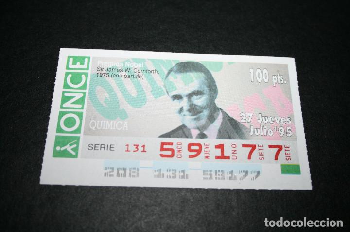 Coupon ONCE: CUP&Oacute;N ONCE - 27-JULIO-1995 - PREMIOS NOBEL, SIR JAMES W. CORNFORTH, 1975