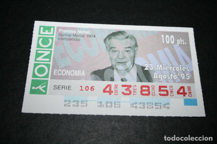 ONCE Coupons: CUP&Oacute;N ONCE - 23-AGOSTO-1995 - PREMIOS NOBEL, GUNNAR MYRDAL, 1974