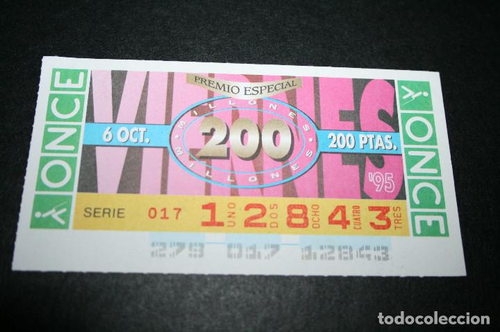 Coupon ONCE: CUP&Oacute;N ONCE - 6-OCTUBRE-1995 - PREMIO ESPECIAL 200 MILLONES