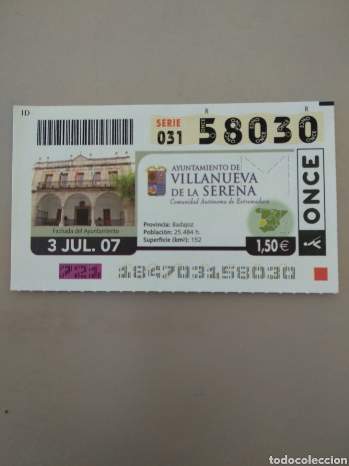 ONCE Coupons: CUP&Oacute;N ONCE - VILLANUEVA DE LA SERENA -