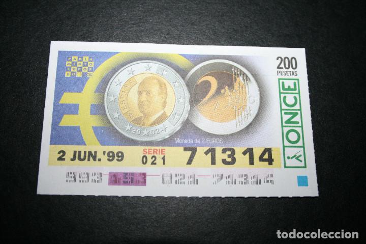 Cupones ONCE: CUP&Oacute;N ONCE - 2-JUNIO-1999 - MONEDA DE 2 EUROS - Foto 1