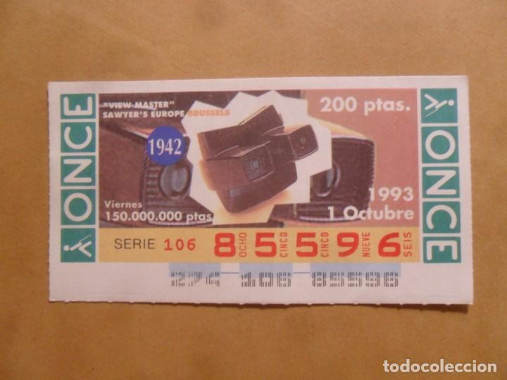 Cupones ONCE: CUPON O.N.C.E. - N&ordm; 85596 - VIERNES 1 OCTUBRE 1993 - VIEW MASTER - SAWYER' S EUROPE BRUSSELS