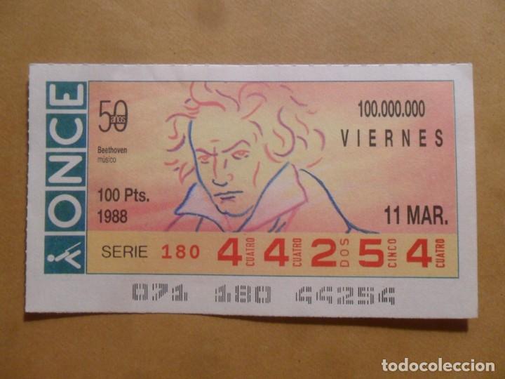 Cupones ONCE: CUPON O.N.C.E. - N&ordm; 44254 - 11 MARZO 1988 - MUSICO - BEETHOVEN