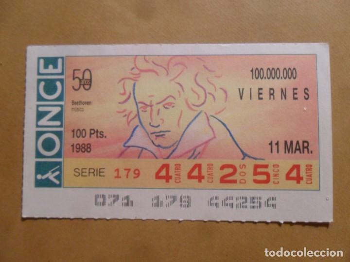 Cupones ONCE: CUPON O.N.C.E. - N&ordm; 44254 - 11 MARZO 1988 - MUSICO - BEETHOVEN