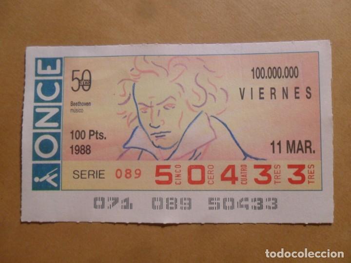 Cupones ONCE: CUPON O.N.C.E. - N&ordm; 50433 - 11 MARZO 1988 - MUSICO - BEETHOVEN