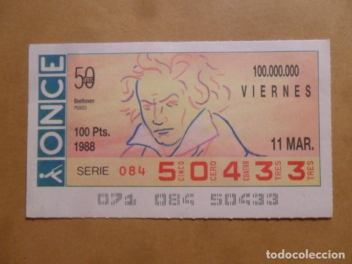 Cupones ONCE: CUPON O.N.C.E. - N&ordm; 50433 - 11 MARZO 1988 - MUSICO - BEETHOVEN