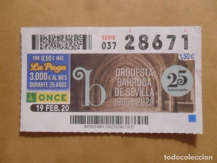 Cupones ONCE: CUPON O.N.C.E. - N&ordm; 28671 - 19 FEBRERO 2020 - ORQUESTA BARROCA DE SEVILLA -
