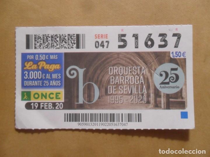 Cupones ONCE: CUPON O.N.C.E. - N&ordm; 51637 - 19 FEBRERO 2020 - ORQUESTA BARROCA DE SEVILLA -