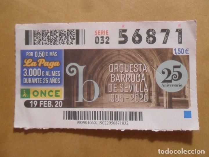 Cupones ONCE: CUPON O.N.C.E. - N&ordm; 56871 - 19 FEBRERO 2020 - ORQUESTA BARROCA DE SEVILLA -